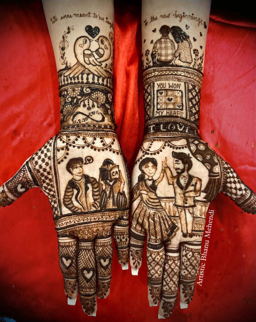 customised engagement mehndi design 
artistic bhanu mehendi
theme based mehndi design
best bridal mehndi artist in gurgaon delhi ncr