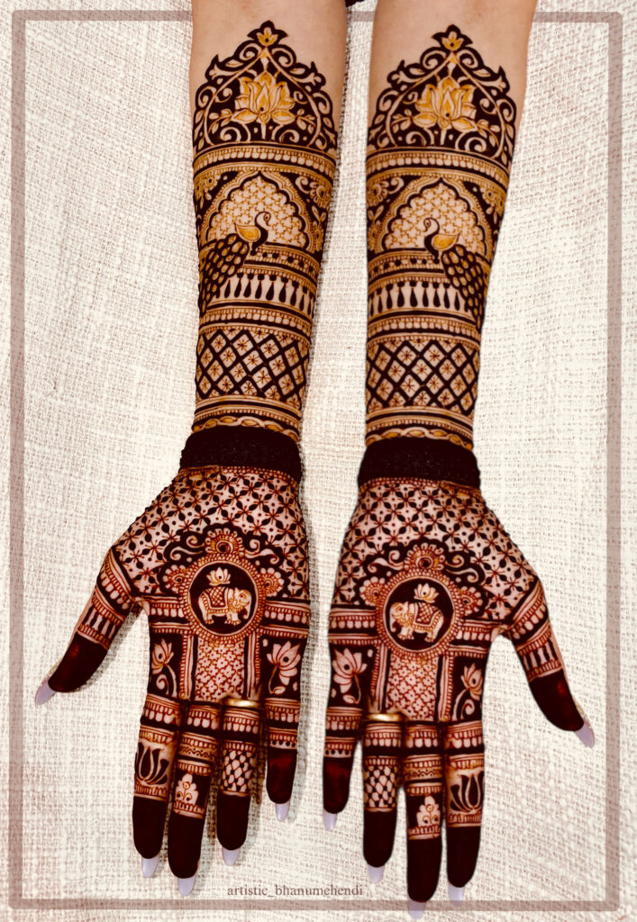 Elbow length bridal mehndi